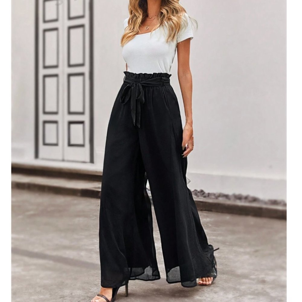 LAST ONE ๐ฅ Black Paperbag Waist Wide Leg Pant * - Picture 4 of 7